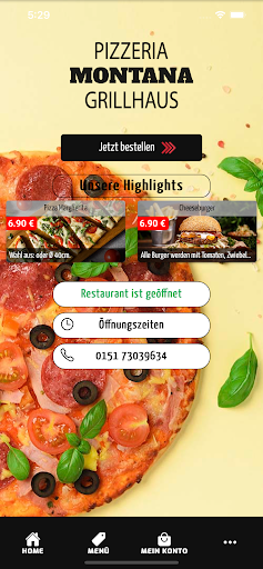 Android application Pizzeria Montana Grillhaus screenshort