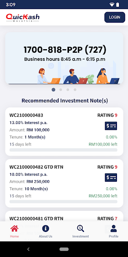 Android application QuicKash screenshort