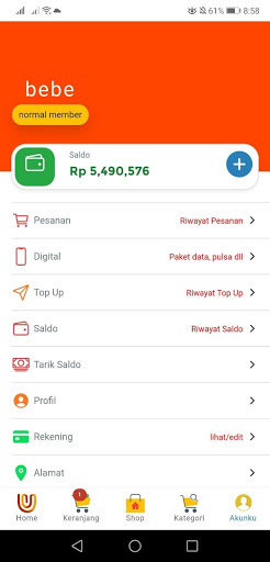 Android application tukunen PPOB screenshort