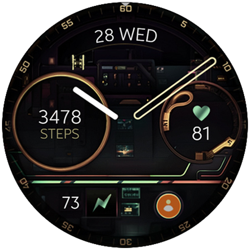 RetroFuture analog watch face logo