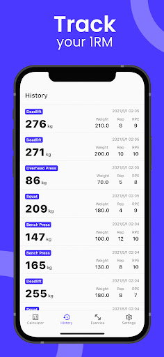 Screenshot of 1RM Calculator