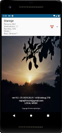 Android application MyFamilyMe Gedcom screenshort