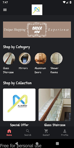 Android application Al Rowad Aluglass screenshort