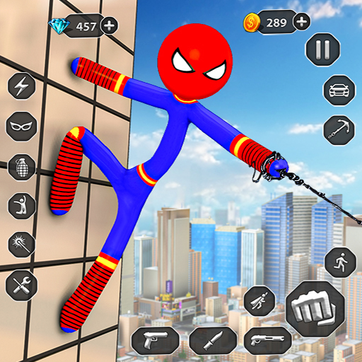 Stick Rope Hero Superhero Game Logo