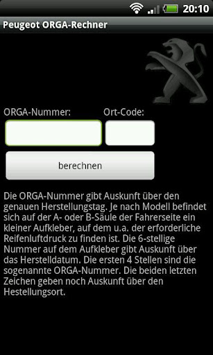 Android application ORGA-Rechner screenshort
