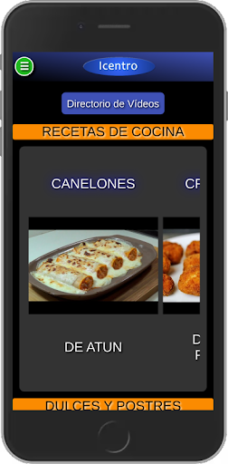 Android application VIDEORECETAS screenshort