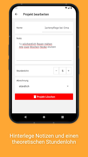 tracky Projekterfassung Screen 2