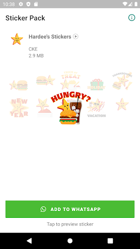Screenshot of Hardee's Stickers