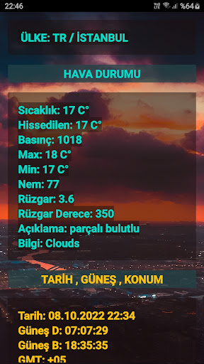Android application Hava Durumu screenshort
