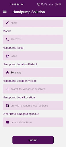 Hand pump Screen 2