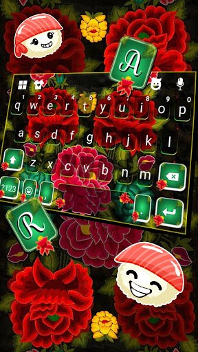 Red Mexican Flowers Keyboard Background