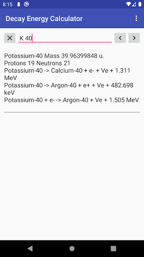 Decay Energy Calculator