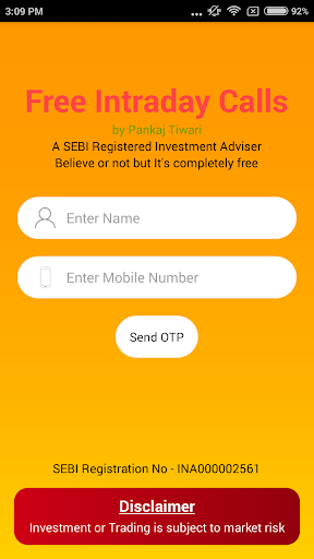 Free Intraday Stock Market  Calls by SEBI RIA