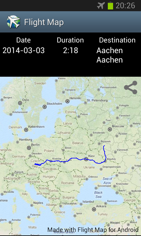 Android application Flight Map screenshort