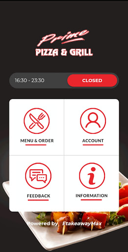 Android application Prime Pizza and Grill screenshort