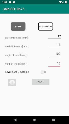 Android application CalcISO10675 screenshort