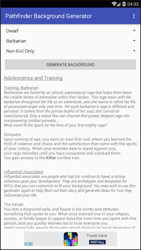 Android application Pathfinder Background Generato screenshort
