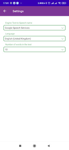 Voice spelling dictation Screen 2