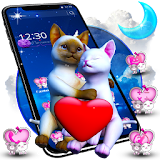 3D Love Couple Cat Theme icon
