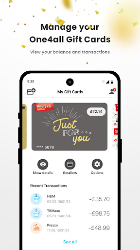 Android application One4all Digital Wallet screenshort