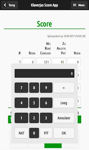 Klaverjas Score App Screen 2