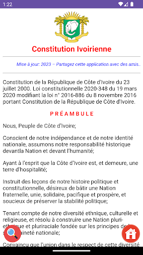 Android application Constitution Ivoirienne screenshort