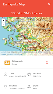 اسکرین شات زلزله در یونان
