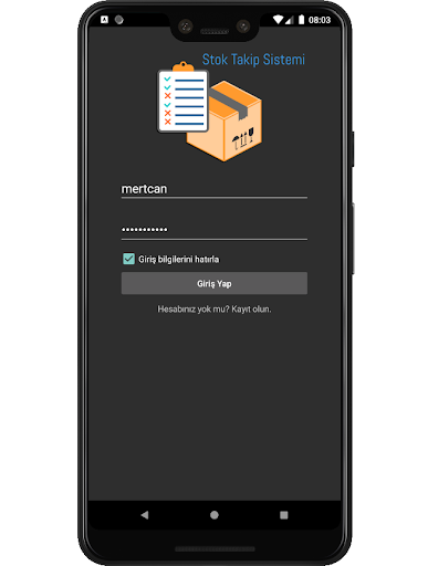 Android application Stok Takip Uygulaması screenshort
