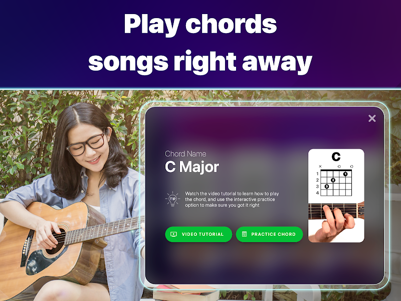 Play chords songs right away