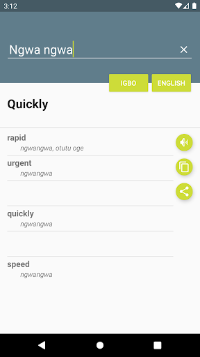 Igbo-English Dictionary Screen 2