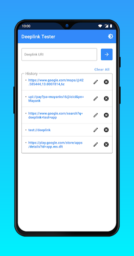 Android application Deep Link Tester screenshort