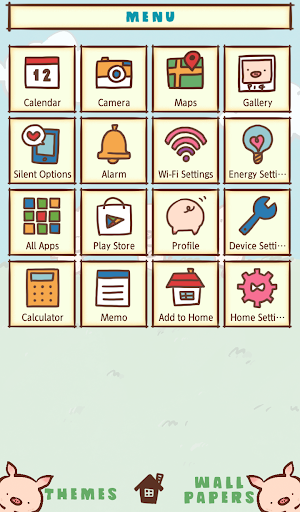 Piglets on a Walk Theme +HOME Screen 2