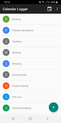 Android application Calendar Logger screenshort