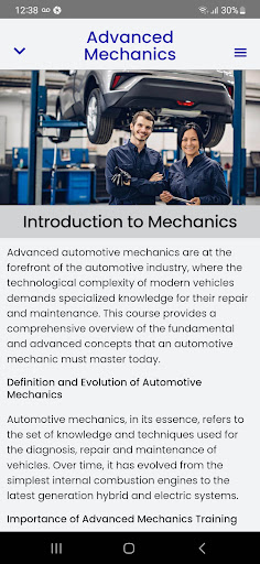 Advanced Mechanics Course Screen 2
