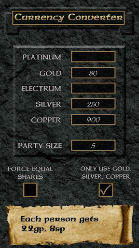 Android application D&D Coin Converter screenshort
