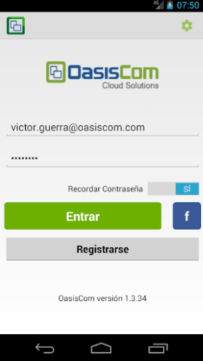 Android application OasisCom screenshort