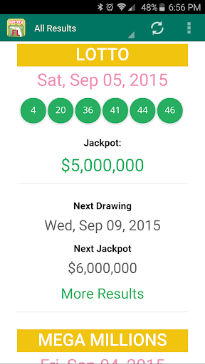 Android application Florida Lottery Results screenshort
