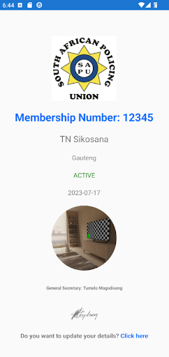 SAPU Membership Card Screen 3