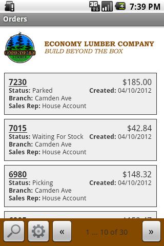 Economy Lumber Web Track Screen 3