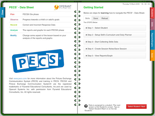 PECS Data Sheet Home Screen 2