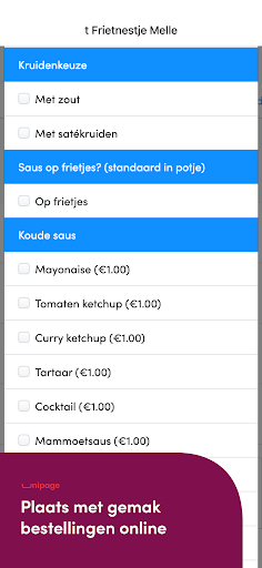 Android application 't Frietnestje Melle screenshort