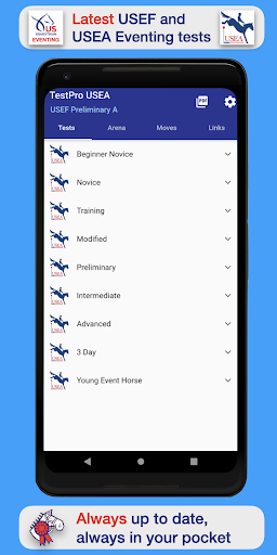 Android application TestPro USEA and USEF Eventing screenshort
