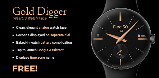 Android application Gold Digger Analog Watch Face screenshort