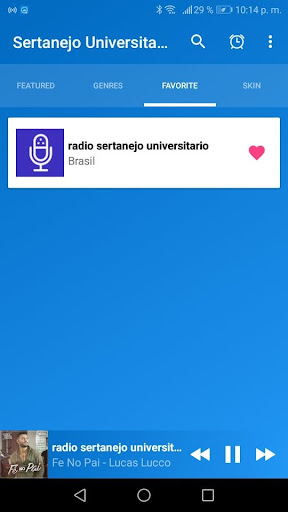 Android application radio sertanejo universitario screenshort
