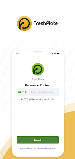 Android application Freshplate Home-chef Partner screenshort