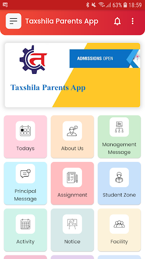 Taxshila Parents App Screen 2