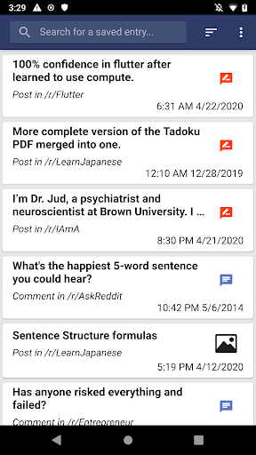 Android application Favorites Manager screenshort