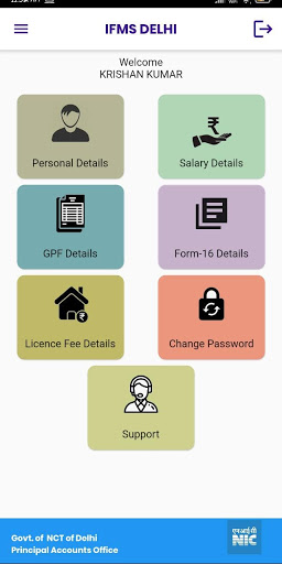 Android application IFMS Delhi screenshort