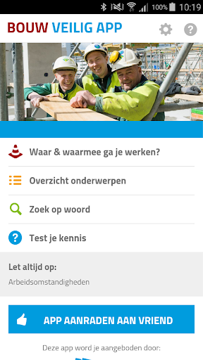 Android application FNV Veilig werken in de Bouw screenshort