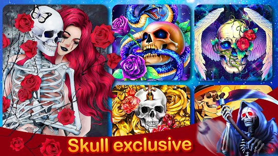 Free Mod Skull Color by number Offline 5